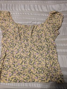 torrid Yellow Floral Square-Neck Top